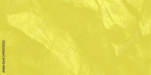 vibrant yellow crumpled paper texture background with organic creased folds and abstract wrinkled parchment surface
