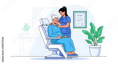 Compassionate Doctor Supporting Elderly Patient in Clinic