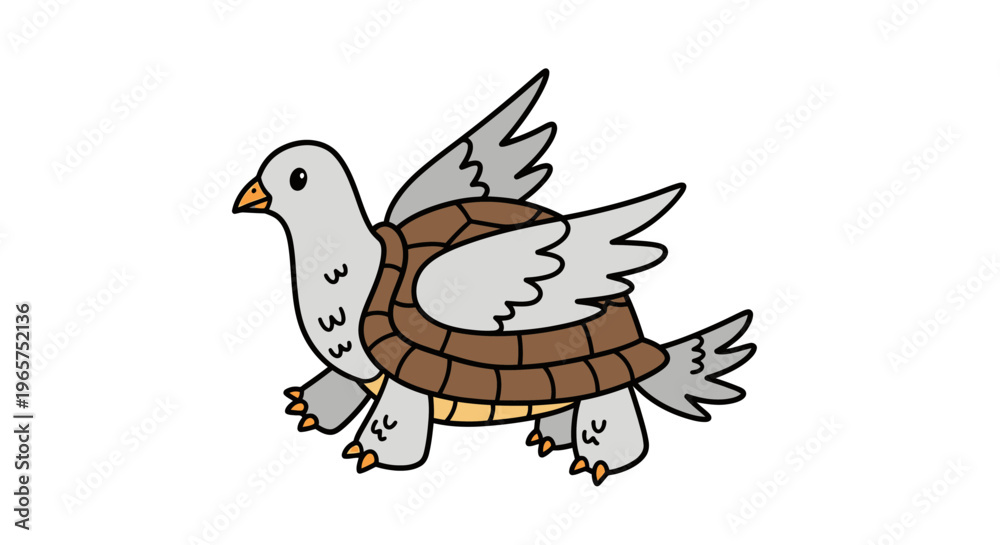 Fototapeta premium Gemini saidCartoon vector illustration of a flying dove animal with a letter and a bird on a branch with leaves as a nature symbol of peace and love