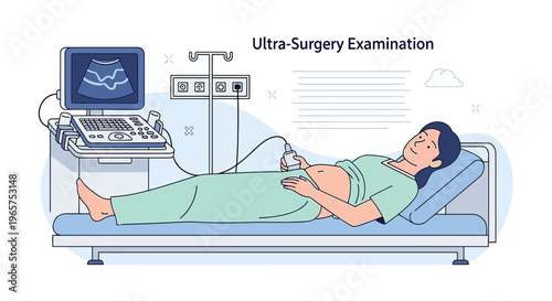 Pregnant Woman Undergoing Ultrasound Examination in Modern Medical Clinic