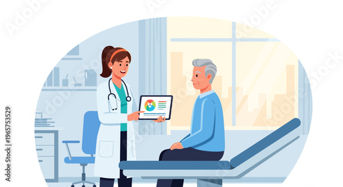 Doctor Explaining Medical Results on Digital Tablet