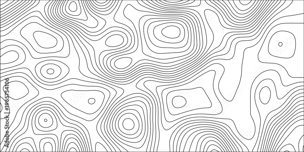 Fototapeta premium Gray topographic map background with abstract contour lines; minimalist 2D terrain pattern for modern graphic design