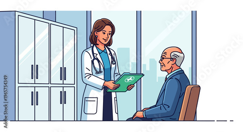 Doctor Handing Medical Folder to Senior Patient
