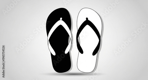 Black and white flip flops.