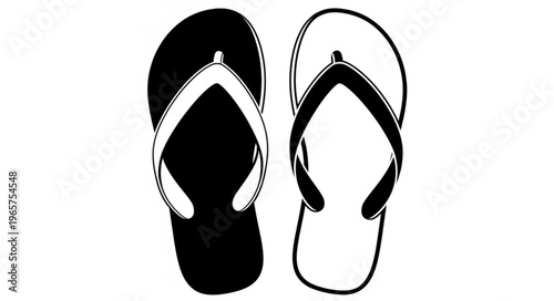 Black and white flip flops.