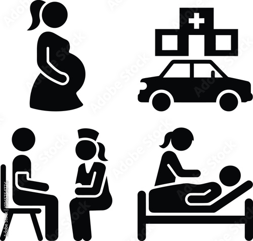 Stages of pregnancy and childbirth process illustrated