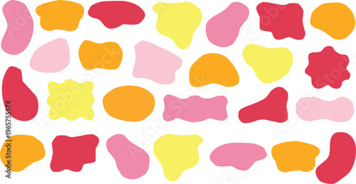 A collection of colorful shapes on a white background