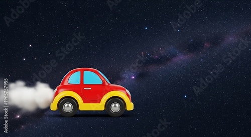 Cartoon Car in Space - A Whimsical Journey Through the Cosmos.