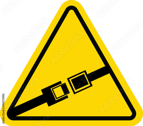Obraz na płótnie caution seat belt required symbol, yellow triangular safety icon for vehicle and