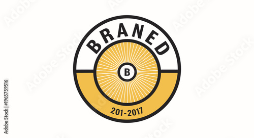 Braned Logo with Bicycle Wheel and Text 201-2017 in Yellow Circle, isolated white background.