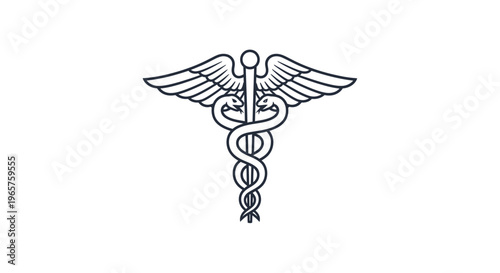 Caduceus Medical Symbol Icon, isolated white background.