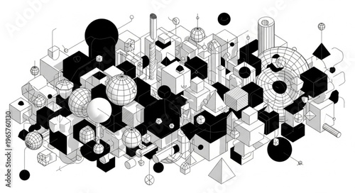 Black and white puzzle pieces.