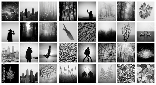 Black and white photo collage.