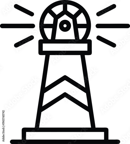 992 beacon tower lighthouse emitting light vector illustration on transparent background