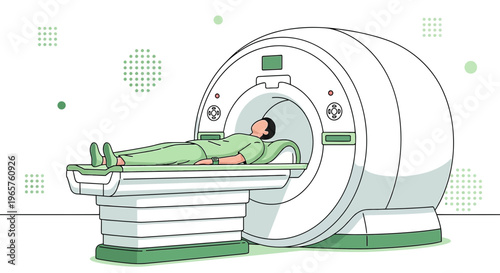 Patient Undergoing MRI Scan in Modern Medical Imaging Machine