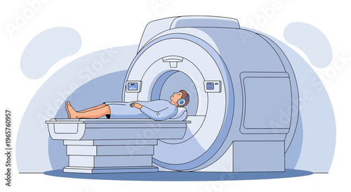 Patient Undergoing MRI Scan in Modern Medical Imaging Machine