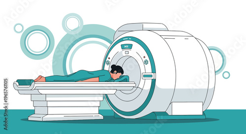 Patient Undergoing MRI Scan in Modern Medical Imaging Machine