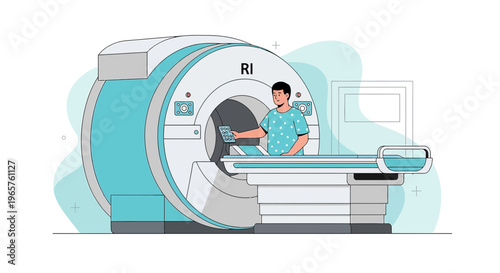 Patient Undergoing MRI Scan in Modern Medical Imaging Machine