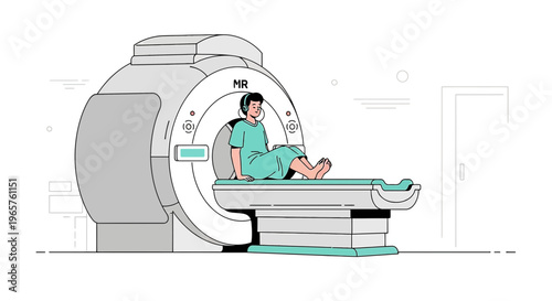 Patient Undergoing MRI Scan in Modern Medical Imaging Room