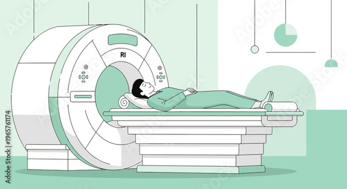 Patient Undergoing MRI Scan in Modern Medical Imaging Room