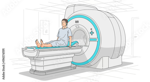 Patient Undergoing MRI Scan in Modern Medical Imaging Room