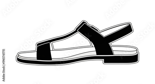 Black Strap Summer Sandal Shoe.