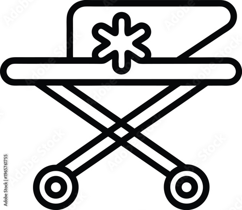 971 stretcher wheeled gurney with safety straps vector illustration on transparent background