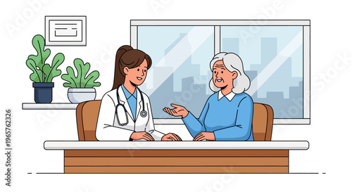 Caring Physician Consulting With Senior Patient