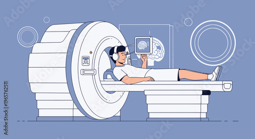 Patient undergoing MRI scan, brain imaging, medical technology, healthcare, science research