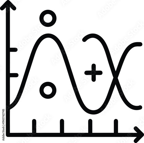 1035 wave function probability curve with peaks vector illustration on transparent background