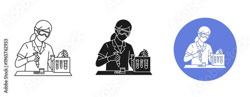 Female scientist conducting laboratory experiments with test tubes