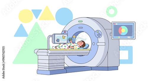 Pediatric CT Scan: Child Patient Undergoing Medical Imaging Procedure in Hospital