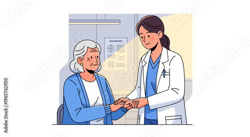 Compassionate Female Physician Comforting Senior Patient