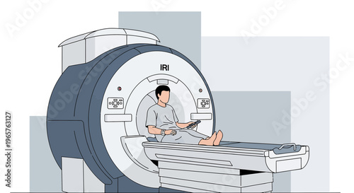 Patient Undergoing MRI Scan in Modern Medical Imaging Machine