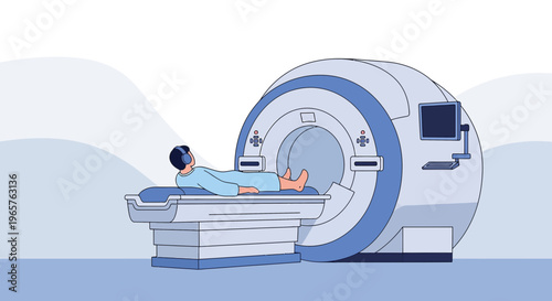 Patient Undergoing MRI Scan in Modern Medical Imaging Machine