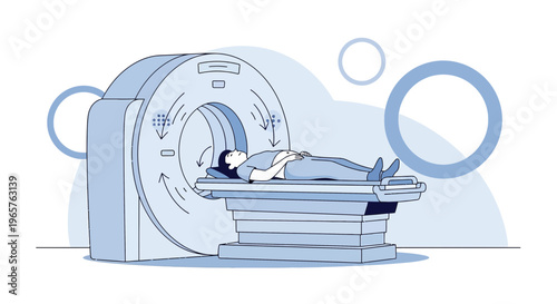 Patient Undergoing MRI Scan in Modern Medical Imaging Machine