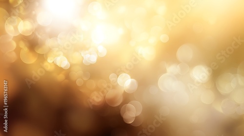 Golden bokeh lights with sun flare, and and soft focus for elegant backgrounds.
