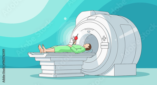 Patient Undergoing MRI Scan in Modern Medical Imaging Machine