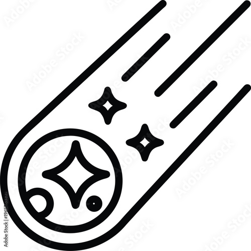 1021 meteor streak with fragmented tail vector illustration on transparent background