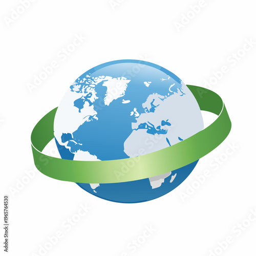 Global Sustainability: Earth Surrounded by Green Belt Seamless Pattern