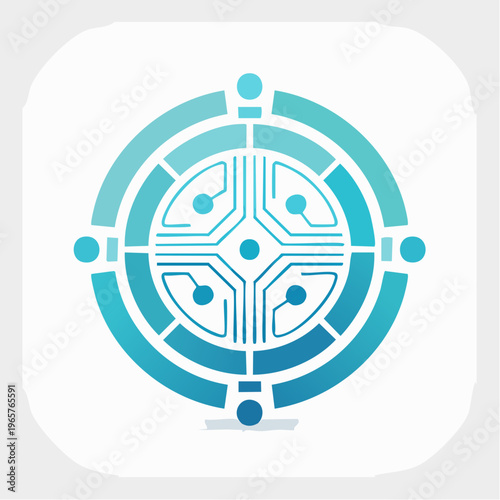 Abstract Digital Circuit Target Icon Design Illustrating Network Connection and Futuristic Technology Concepts