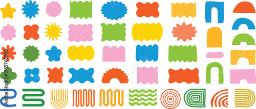 A collection of colorful puzzle pieces and shapes