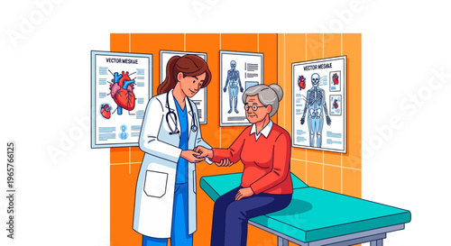 Physician Checking Senior Patient Pulse Rate