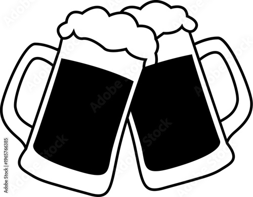 beer mugs clinking silhouette vector icon oktoberfest