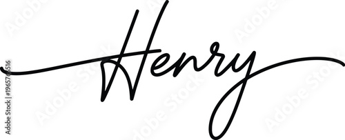 A stylish black signature of the name Henry on a white background