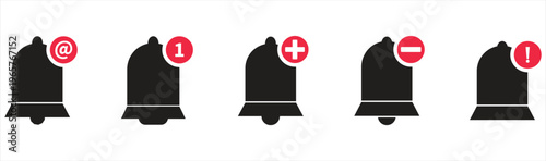 Notification bell icon set.Alarm symbol. Bell icon vector illustration.User Activity Log.Perfect for new messages, alerts, and social media, communication icons.