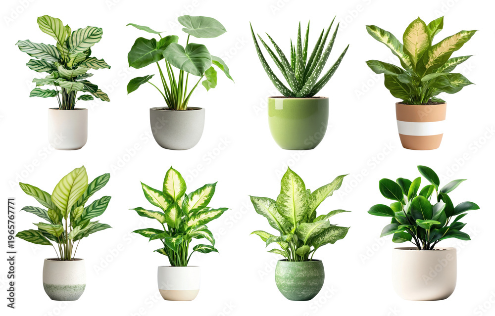 Obraz premium PNG Vibrant potted plants collection on transparent background