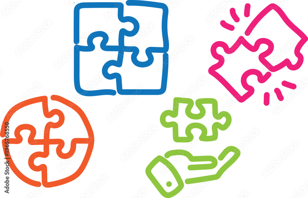 Obraz premium A group of puzzle pieces in different colors