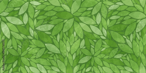 Watercolor leaves vector pattern. Green leaf seamless pattern. Leafs pattern background. Tropical leaves with watercolour texture