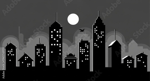 City Skyline at Night Time.